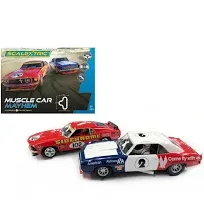 Scalextric C1449T Muscle Car Mayhem Set - Mains Power Slot Car Race Track Sets, 1:64 Scale Set, Electric Racing Toys for Adults & Kids, Racetrack Games, Cars Gifts for Boys or Girls, Age 8+