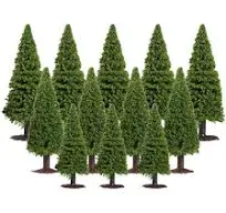 WINOMO 15pcs Green Scenery Landscape Model Cedar Trees