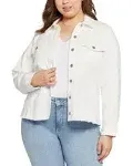 Nydj Plus Frayed Hem Denim Jacket - Optic White - 0x