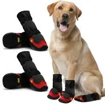 Dog Shoes for Hot Pavement Anti-Slip Dog Boots & Paw Protectors for Summer Rainy Day Dog Snow Boots Waterproof Dog Shoes for Small Medium Large Dogs with Reflective Straps for Hiking 4Pcs