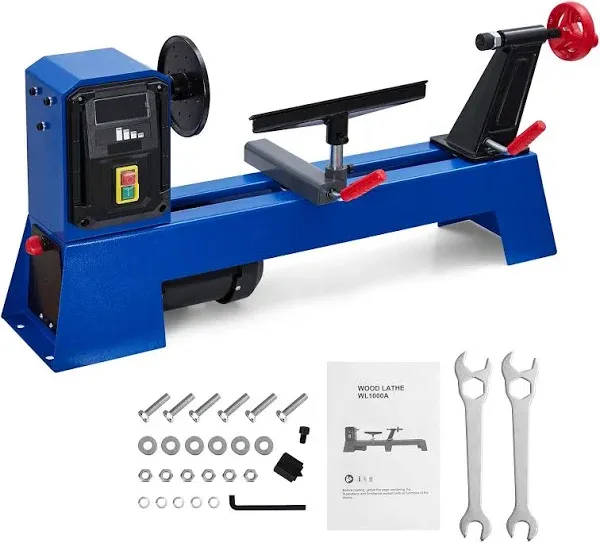 Wood Lathe, 14" x 40" Benchtop Wood Lathe Machine 0.5 HP Infinitely Variable Speed 1040-2980 RPM, Wood Turning Lathe Machine with Wrench & 2 Chisels for Woodworking, Woodturning