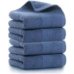 Lchkrep Bathroom Hand Towels (14x30 inch), Home Soft Cotton Super Soft Highly Absorbent Hand Towels for Bath, Hand, Face, Gym and Spa (Blue-4ack)