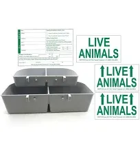 Kennel Travel Kit for Pets - Hook-On Dish & Live Animal Labels (Large)