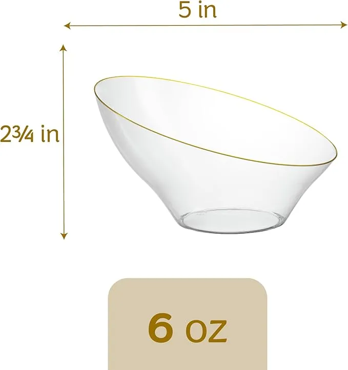 Plasticpro Angled Plastic Serving Bowls Gold Rim Plasticware Disposable Bowls