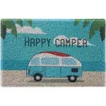 Aucuda Happy Camper RV Door Mat for Beach, Camper Entrway Rugs Welcome Mat for Front Door, RV, Lake, 24"x16" Non-Slip Indoor Outside Mats for Christmas, Waterproof Camping Door Mat Trap Dirt&Sand,Blue