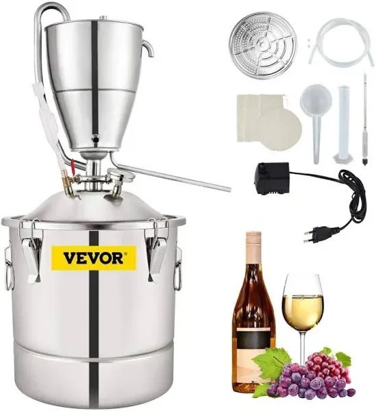 VEVOR Water Alcohol Distiller 8 Gal/30 L Stainless Steel Still Home Distillery Kit