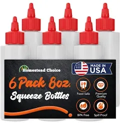 6-pack Plastic Squeeze Bottles for Sauces - 8 OZ Condiment Squeeze Bottles fo...