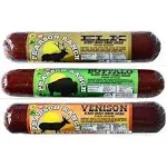 Game Meat Summer Sausage Variety Pack of 3 Elk, Buffalo, Venison, Exotic Meat...