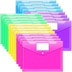 20 Pack Folders Plastic Envelopes, Clear Plastic File Folder for Document, Le...