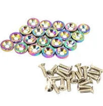 JDMSPEED 20 Pcs Neo Chrome CNC Billet Aluminum Fender Washer Engine Bay Dress Up Kit