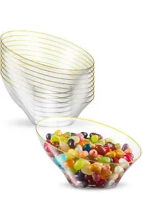 Plasticpro Angled Plastic Serving Bowls Gold Rim Plasticware Disposable Bowls