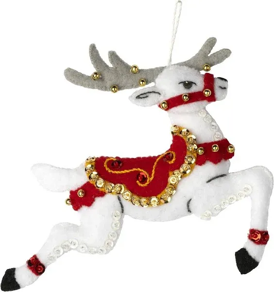 Felt Applique 6 Piece Ornament Making Kit Festive Reindeer Perfect for DIY Ar...