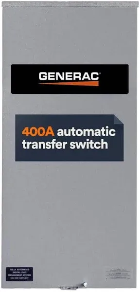 Generac RTSW400A3 400 Amp Single Phase Generator Automatic Transfer Switch - Service Entrance Rated - NEMA 3R Outdoor Rated Aluminum Enclosure - Power Management for Indoor and Outdoor Use