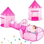 PigPigPen 3PC Kids Play Tent for Girls with Ball Pit, Crawl Tunnel, Princess Tents for Toddlers, Baby Space World Playhouse Toys, Boys Indoor& Outdoor