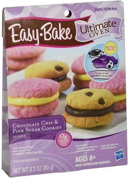 Easy-Bake Ultimate Oven Chocolate Chip &amp; Pink Sugar Cookie Refill Mix New 2 pack