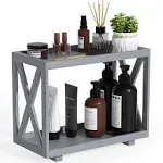 Tikea Bathroom Organizer Countertop Wooden Bathroom Tray 2-Tier Makeup Shelf ...