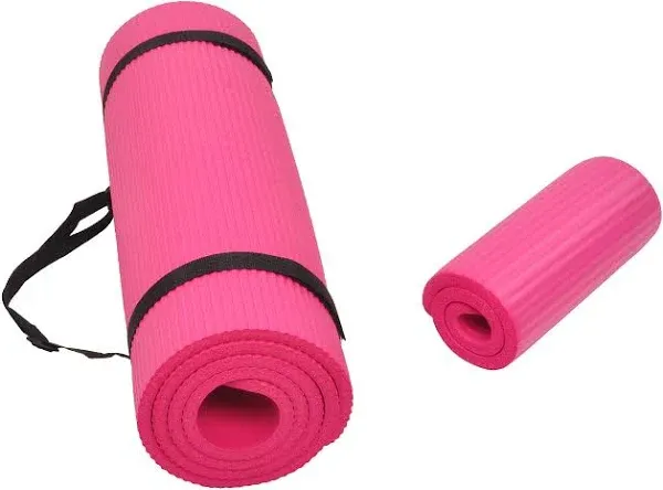 Signature Fitness All Purpose 1/2-Inch Extra Purple Yoga Mat with Knee Pad