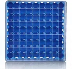 Cryogenic Storage Box - Polycarbonate Freezer Boxes,Blue/81 Place, for Storing 1.5-2.0 mL Cryotubes (Pack of 1)