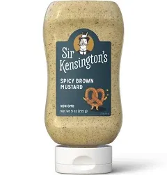 Sir Kensington's Mustard, Spicy Brown, 6 Count Gluten Free, Certified Vegan, Non- GMO Project Verified, From 100% Grade-A Mustard Seeds, Shelf-Stable, 9 oz