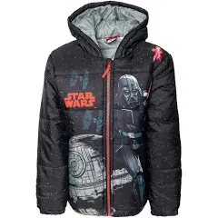 STAR WARS TIE Fighter Darth Vader Zip Up Puffer Jacket Little Kid to Big Kid