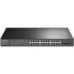 TP-Link JetStream 28-Port Gigabit L2 Managed Switch with 24-Port PoE+ - 24 Ports - Manageable - 2 Layer Supported - Modular - 4 SFP Slots - 463.80 W Power Consumption - 384 W PoE Budget - Optical Fibe