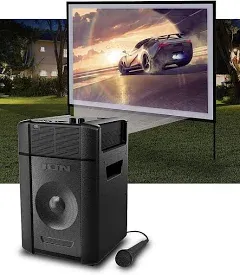 Pre-owned ION Projector DLX Bluetooth 30-150" Battery Indoor-Outdoor-Karaoke-Speaker Hdmi