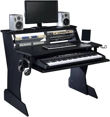 BE200 Series Music Studio Desk Workstation with 2 x 4U Rack (Natural Oak)