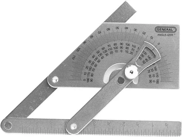 General Tools Protractor and Angle Finder #39, Stainless Steel, Outside, Inside, Sloped Angles, 0° to 180°