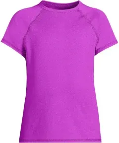 Lands' End Girls Chlorine Resistant Short Sleeve Crew Neck UPF50 Rash Guard