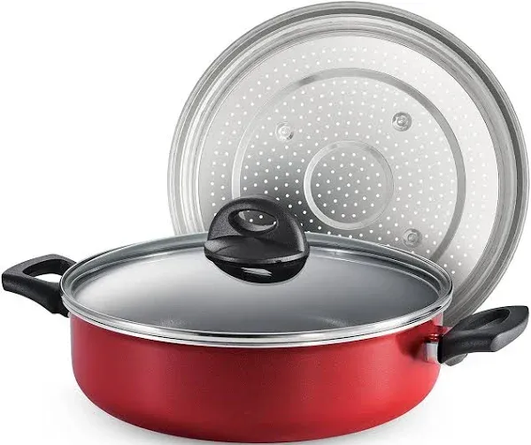 4 qt Covered Nonstick Pan with Steamer