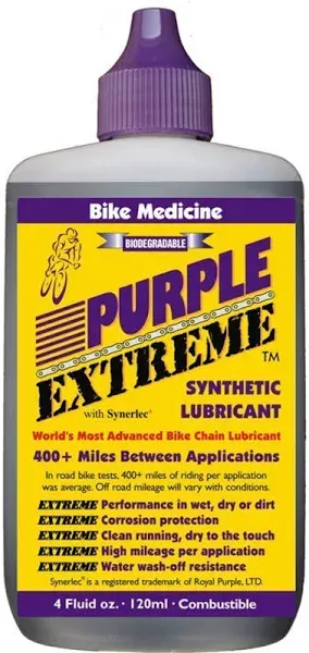 Purple Extreme Performance Synthetic Chain Lubricant, High Mileage Bicycle Lube