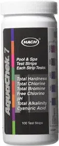 AquaChek 7-Way Test Strips, Chlorine &amp; Cyanuric Acid (100 Strips), 6Pack