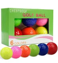 CrestGOLF 6 Pack Colored Golf Ball Driving Range Golf Practice Ball