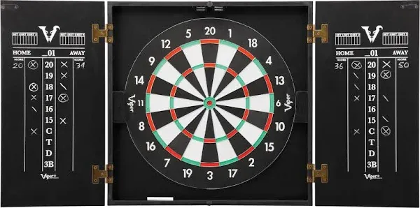 2-Sided Dartboard Cabinet Traditional Baseball Dart Board Magnetic Door Gameroom