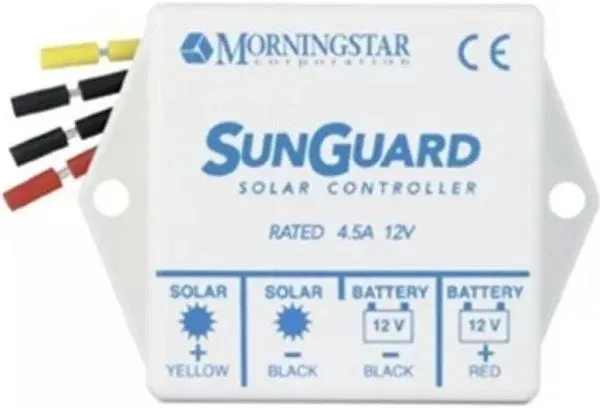 Morningstar Sunguard 4.5A PWM Solar Charge Controller (SG-4) - Intelligent Solar Panel Regulator. Supports 12V Batteries, Outdoor Rated, Highly Reliable and Easy to Install - Designed in The USA