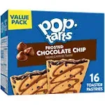 Pop-Tarts Toaster Pastries, Chocolate Chip, Frosted, Value Pack - 16 toaster pastries, 27 oz