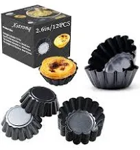 Egg Tart Molds 12PCS Tart Pan, Mini Carbon Steel Non Stick Tart Pans, Tart Mo...