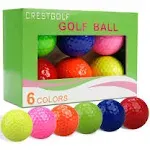 Crestgolf 6 Pack Colored Golf Ball, Driving Range Golf Balls,Golf Practice Ball with Yellow Pink Blue Orange Red Green