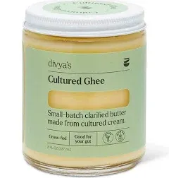 Divya's Cultured Ghee - 8 oz Grass-Fed Ghee Clarified Butter - Great for Cooking Meals & Promotes Gut Health - Non-GMO, Gluten Free, Keto Friendly, AY