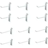 Dazzling Displays Slatwall Accessories Box of 12 White Metal Slatwall Hooks S...