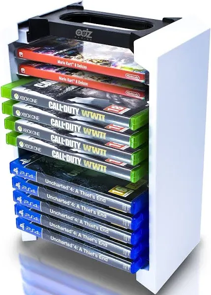 Game Storage Tower – Universal Video Game Storage – Stores 12 Game or Blu-Ray Disks – Game Holder Rack for PS4, PS5, Xbox One, Xbox Series X/S, Nintendo Switch Games and Blu-Ray Discs