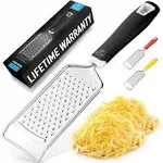 Zulay Kitchen Professional Stainless Steel Flat Handheld Cheese Grater - Black