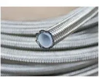 Autobahn88 PTFE Teflon Hose with High Tensile Stainless Steel Braided (Single Layer) for Fluids : Oil, Water, Coolant, Methanol. Silver (AN10, 5 Feet)