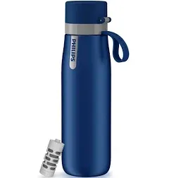 PHILIPS Filtered Water Bottle, Insulated Stainless Steel Water Bottles with Filter, Replaces 450 Plastic Bottle with 3 GoZero Everyday Water Filter, BPA-Free Filter Bottle, Keeps Cold/Hot,18.6oz