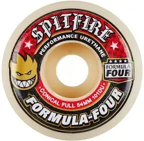 SPITFIRE FORMULA 4 101d CONICAL FULL 56mm WHT W/RED Skateboard Wheels set