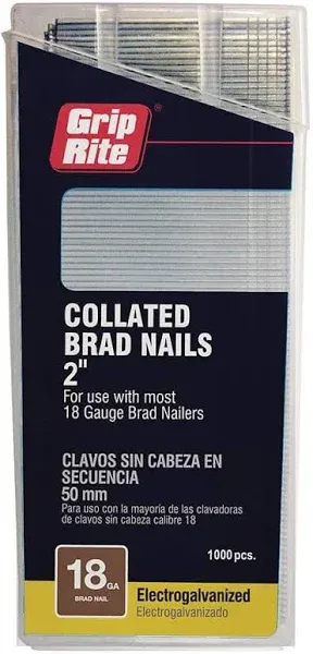 Grip Rite 2 in. x 18-Gauge Galvanized Finish Brad Nails (1000-Count)