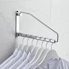 NEWRAIN Laundry Hanger, Wall Mounted Clothes Hanger with Swing Arm Holder Brass