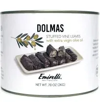 Emirelli Dolmas Stuffed Grape Leaves with Rice, Mediterranean Herbs in Extra Virgin Olive Oil – Super Tasty Ready to Eat Vegan Rolls - Traditional Turkish Recipe – Dolmades Can