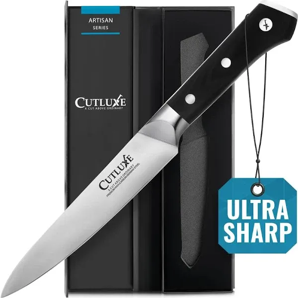 Cutluxe Kitchen Utility Knife, 5.5" Paring Kitchen Knife – Razor Sharp Blade, High Carbon German Steel, Full Tang Ergonomic Handle Design – Artisan Series