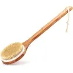 Bath Body Brush with Long Bamboo Handle - Natural Bristle Shower Brushes - Impro